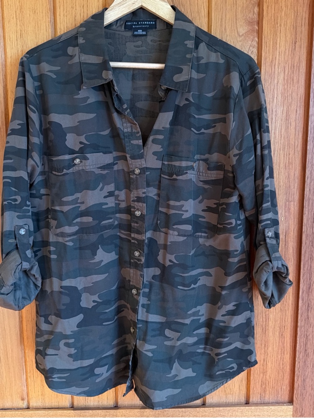 Sanctuary Olive & Black Camo Shirt